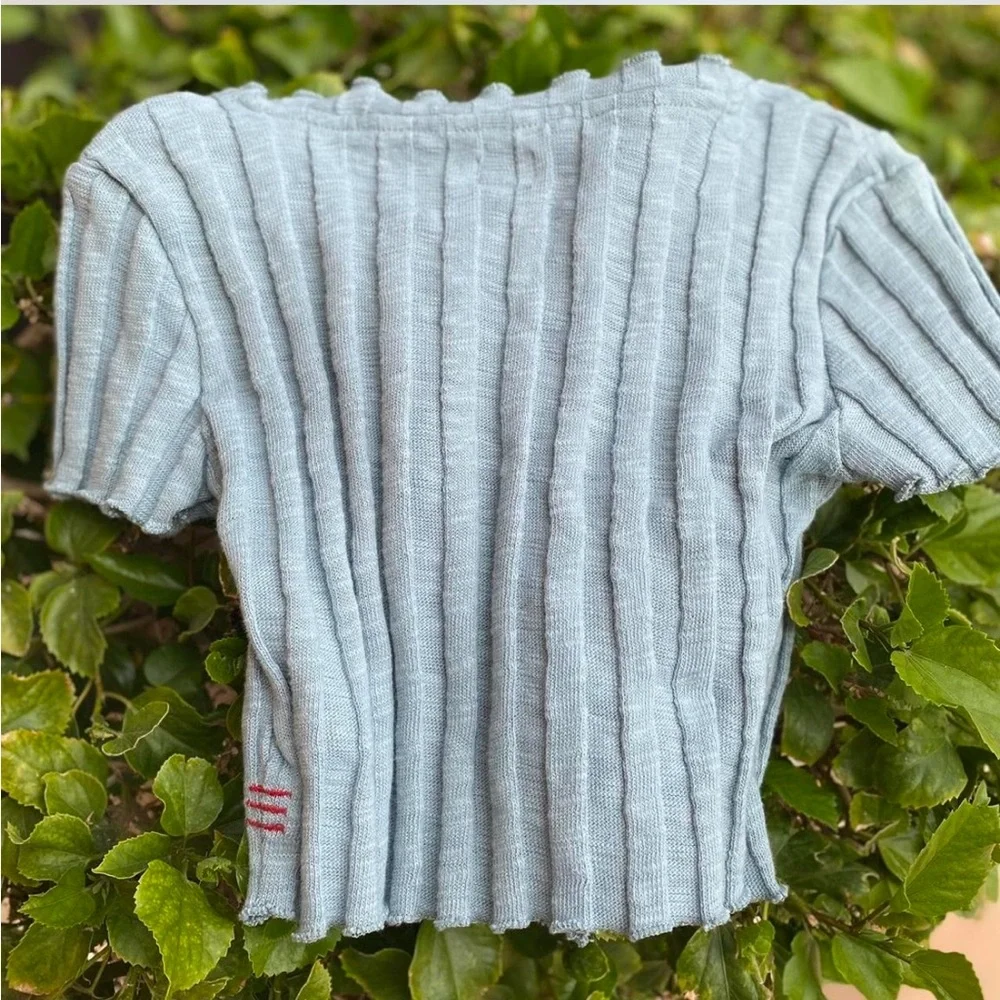 BDG Ribbed Crop Button Top - Picture 2 of 5